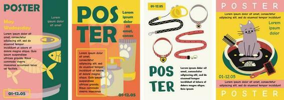 Poster, banner template design with pet elements and text. Typography. vector