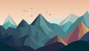 Flat minimalistic design. Panorama of a mountain landscape. Easy to change colors. vector