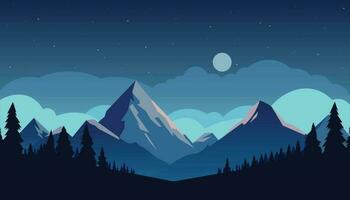 Flat minimalistic design. Panorama of a mountain landscape. Easy to change colors. vector