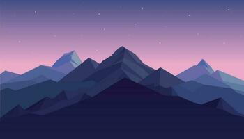 Flat minimalistic design. Panorama of a mountain landscape. Easy to change colors. vector