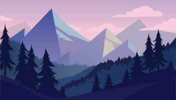 Flat minimalistic design. Panorama of a mountain landscape. Easy to change colors. vector