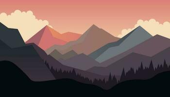 Flat minimalistic design. Panorama of a mountain landscape. Easy to change colors. vector