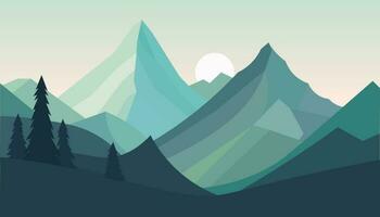 Flat minimalistic design. Panorama of a mountain landscape. Easy to change colors. vector