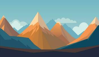 Flat minimalistic design. Panorama of a mountain landscape. Easy to change colors. vector