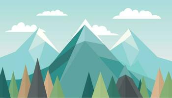 Flat minimalistic design. Panorama of a mountain landscape. Easy to change colors. vector