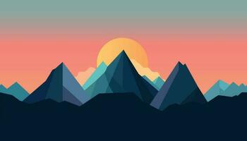 Flat minimalistic design. Panorama of a mountain landscape. Easy to change colors. vector