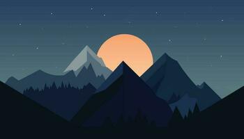 Flat minimalistic design. Panorama of a mountain landscape. Easy to change colors. vector