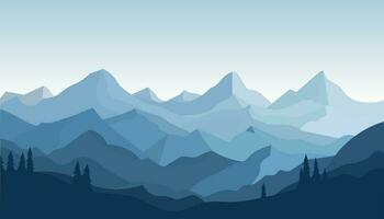 Flat minimalistic design. Panorama of a mountain landscape. Easy to change colors. vector