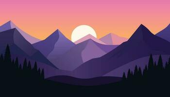 Flat minimalistic design. Panorama of a mountain landscape. Easy to change colors. vector