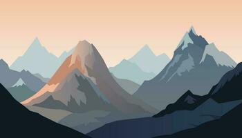 Flat minimalistic design. Panorama of a mountain landscape. Easy to change colors. vector