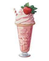 Vector, traced illustration illustration. Sweet dessert in realistic style with juicy strawberries. vector