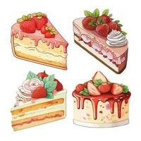 Vector, traced illustration illustration. Sweet dessert in realistic style with juicy strawberries. vector