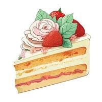 Cute bitmap detailed image of a delicious strawberry muffin. Sweet dessert in realistic style with juicy strawberries. vector