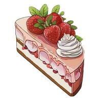 Cute bitmap detailed image of a delicious strawberry muffin. Sweet dessert in realistic style with juicy strawberries. vector