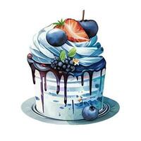 Vector, traced illustration illustration. Sweet dessert in realistic style with juicy blueberry. vector