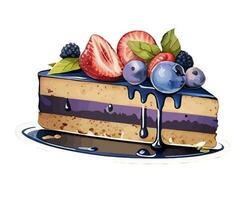 Vector, traced illustration illustration. Sweet dessert in realistic style with juicy blueberry. vector