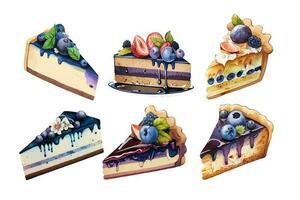 Vector, traced illustration illustration. Sweet dessert in realistic style with juicy blueberry. vector