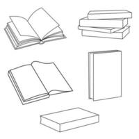 conjunto libros íconos en Delgado línea estilo vector