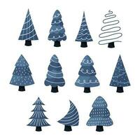 Vector of set cute Christmas tree, decoration, isolated, with white background