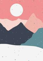 Minimalist landscape. Winter boho landscape. Abstract mountain contemporary aesthetic backgrounds landscapes. vector
