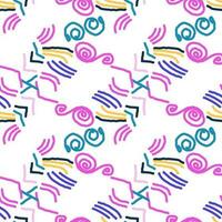 Seamless color pattern of linear doodle squiggles. vector