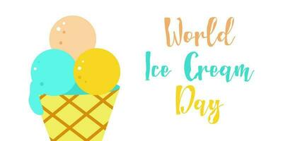 Ice cream Day. Horizontal postcard, poster, flyer. vector