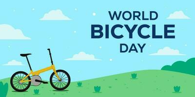 world bicycle day in flat design horizontal banner vector