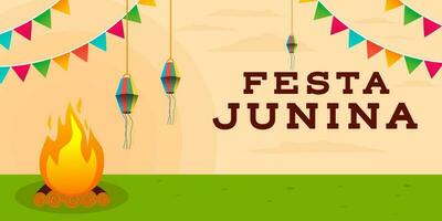 festa junina horizontal banner background in flat design vector