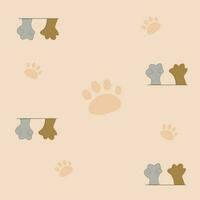 Seamless boho patterns with cute paw cat. Contemporary minimalistic trendy yellow backgrounds for kids. Vector illustration Flat web design element for website or app, graphic design, logo