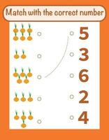 Vector count and match numbers math worksheet template