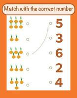 Vector count and match numbers math worksheet template