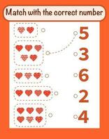 Vector count and match numbers math worksheet template