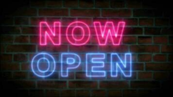 Now open text neon with brick background, video