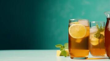 Iced lemon tea. Illustration photo
