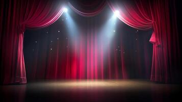 Red curtains background. Illustration photo