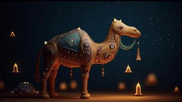 Eid al adha background with camel 3d photo