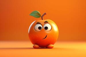 Funny apple character on isolated background. 3d render illustration. photo