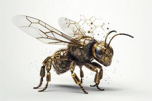 Honey bee isolated on background. 3d render illustration. photo