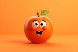 Funny apple character on isolated background. 3d render illustration. photo