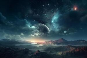 Fantasy alien planet. 3D rendering. Elements of this image furnished by NASA photo