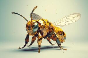 Honey bee isolated on background. 3d render illustration. photo