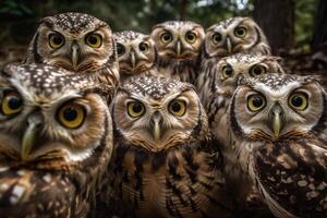 Owl group selfie photo