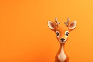 Cute deer isolated background. 3d rendering illustration. photo