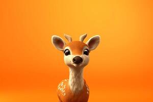 Cute deer isolated background. 3d rendering illustration. photo