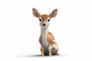 Cute deer isolated background. 3d rendering illustration. photo