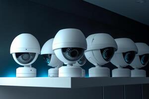 CCTV security camera or surveillance system in office. 3d rendering photo