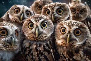 Owl group selfie photo