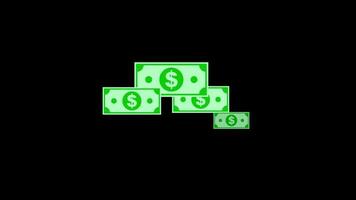 dollar transfert icône argent animation boucle mouvement graphique vidéo transparent Contexte avec alpha canal video
