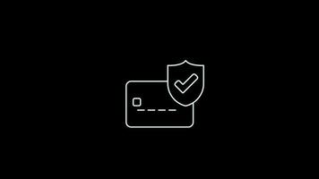 secure card icon Animation loop motion graphics video transparent background with alpha channel