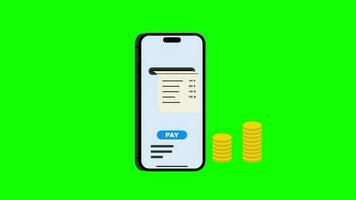 mobile online pay receipt icon Animation loop motion graphics video transparent background with alpha channel